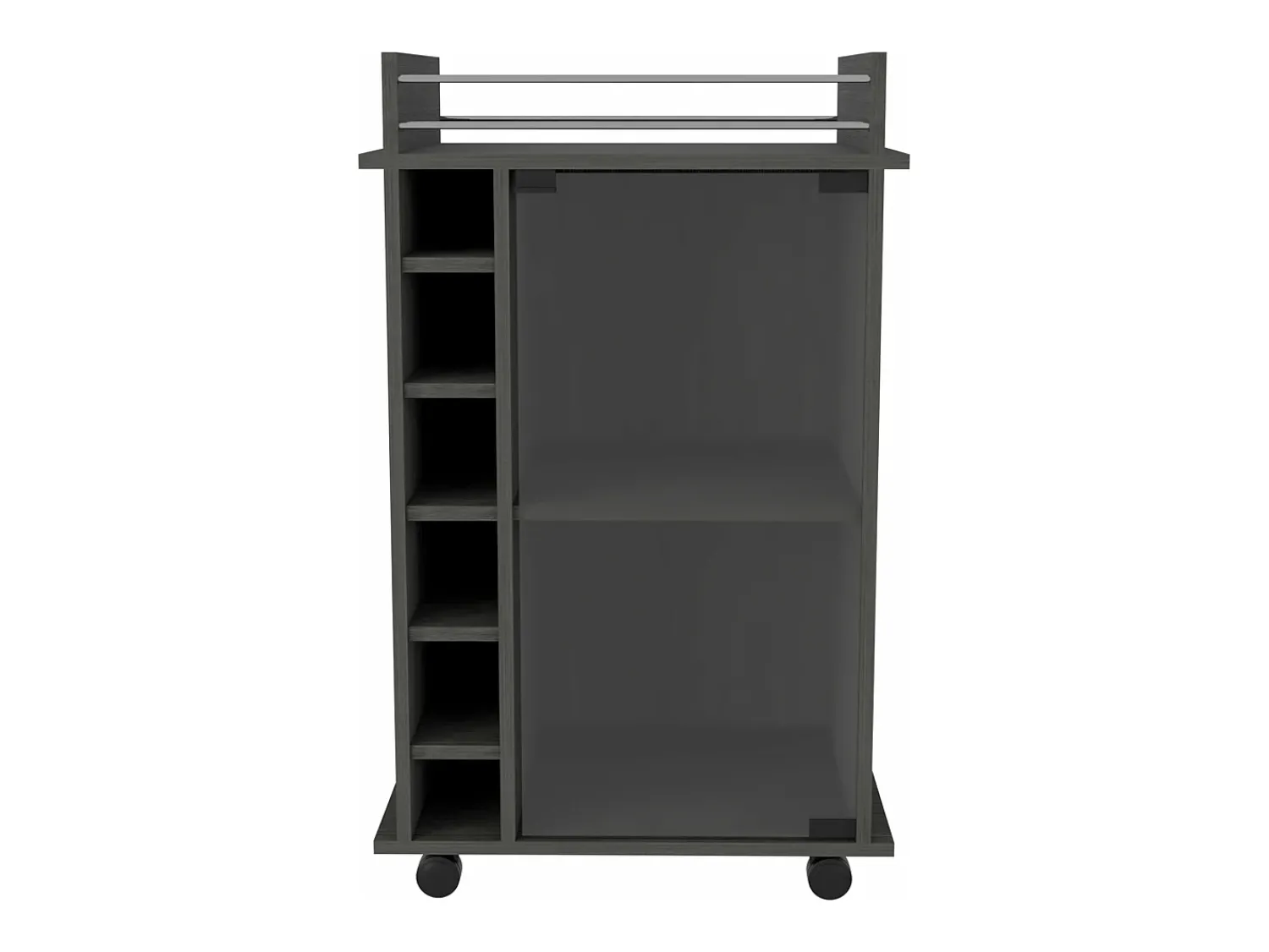 Móvel De Bar|TuHome Carrinho de bar Dukat com rodas e porta de vidro , 88.9 cm X 54.86 cm X 41.40 cm , Cinzento