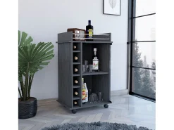 Móvel De Bar|TuHome Carrinho de bar Dukat com rodas e porta de vidro , 88.9 cm X 54.86 cm X 41.40 cm , Cinzento