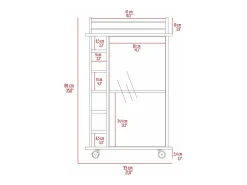 Acessórios De Arrumação|Acessório Vinho E Bar*TuHome Carrinho de bar Dukat em melamina com 6 prateleiras para garrafas, 3 prateleiras e 4 rodas, , 89 cm X 55 cm X 41.5 cm Branco