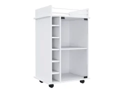 Acessórios De Arrumação|Acessório Vinho E Bar*TuHome Carrinho de bar Dukat em melamina com 6 prateleiras para garrafas, 3 prateleiras e 4 rodas, , 89 cm X 55 cm X 41.5 cm Branco