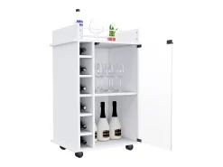 Acessórios De Arrumação|Acessório Vinho E Bar*TuHome Carrinho de bar Dukat em melamina com 6 prateleiras para garrafas, 3 prateleiras e 4 rodas, , 89 cm X 55 cm X 41.5 cm Branco