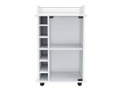 Acessórios De Arrumação|Acessório Vinho E Bar*TuHome Carrinho de bar Dukat em melamina com 6 prateleiras para garrafas, 3 prateleiras e 4 rodas, , 89 cm X 55 cm X 41.5 cm Branco