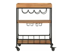 Móvel De Arrumação|vidaxl Carrinho de bar 60x40x80 cm madeira de acácia maciça e ferro Natural claro