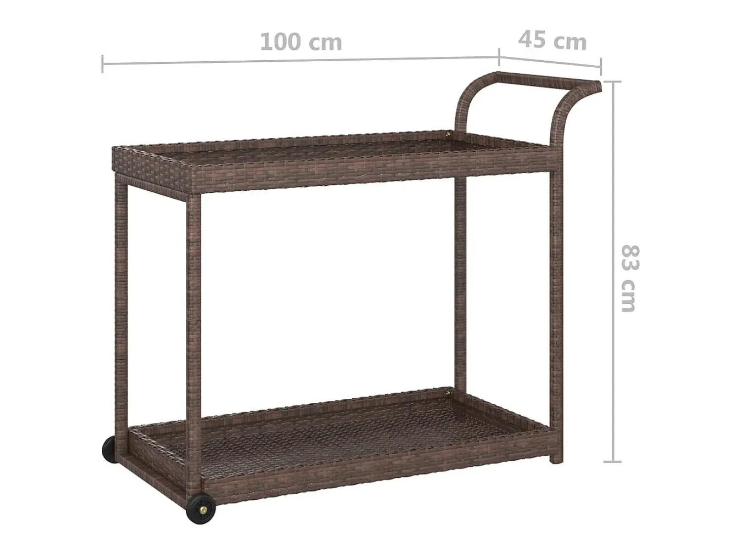 Discount vidaxl Carrinho de bar 100x45x83 cm vime PE Castanho