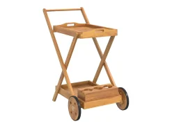 Móvel De Arrumação*vidaxl Carrinho de chá 54x87x90 cm madeira de acácia maciça Natural claro