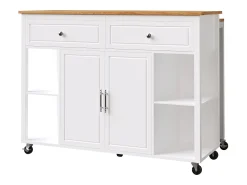 Móvel De Arrumação*Hauss Spole Carrinho de cozinha com rodas, nichos, 2 portas e 2 gavetas, tampo na cor natural Branco