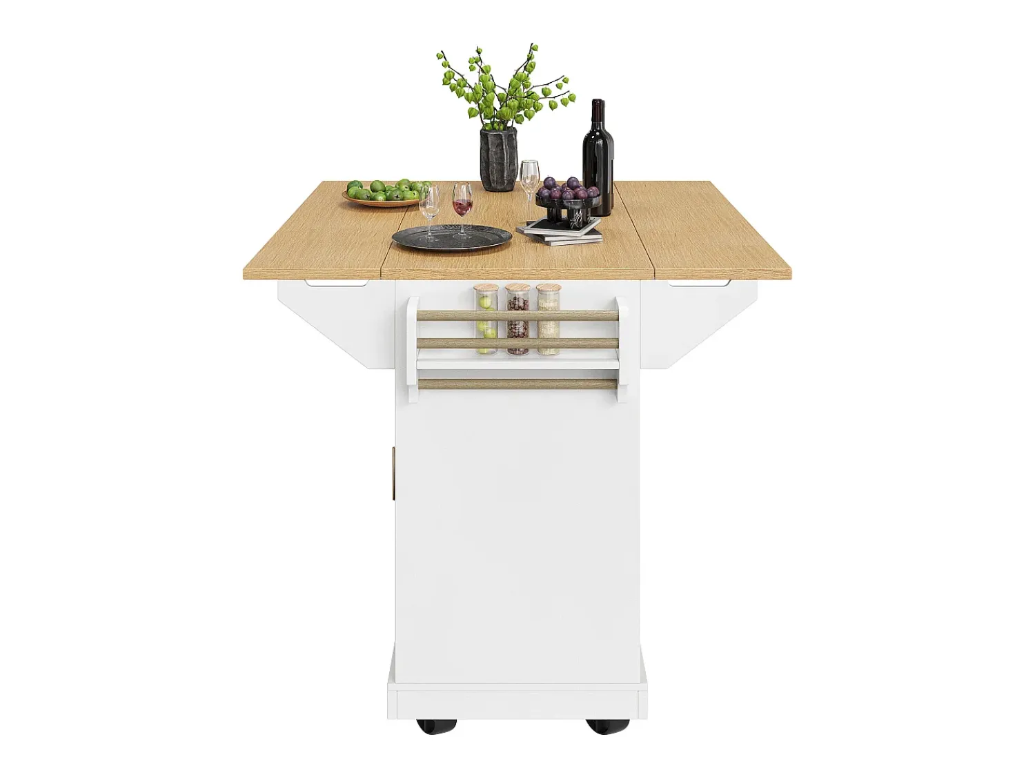 Hauss Spole Carrinho de cozinha com 2 portas, 3 gavetas e toalheiro, porta-tempero, tabuleiro extensível^ Móvel De Arrumação