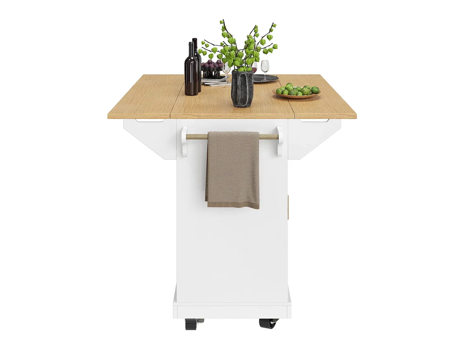 Hauss Spole Carrinho de cozinha com 2 portas, 3 gavetas e toalheiro, porta-tempero, tabuleiro extensível^ Móvel De Arrumação