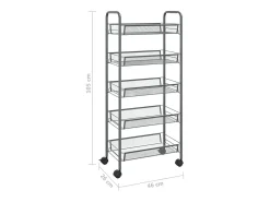 vidaxl Carrinho de cozinha c/ 5 prateleiras ferro 46x26x105cm^ Móvel De Arrumação