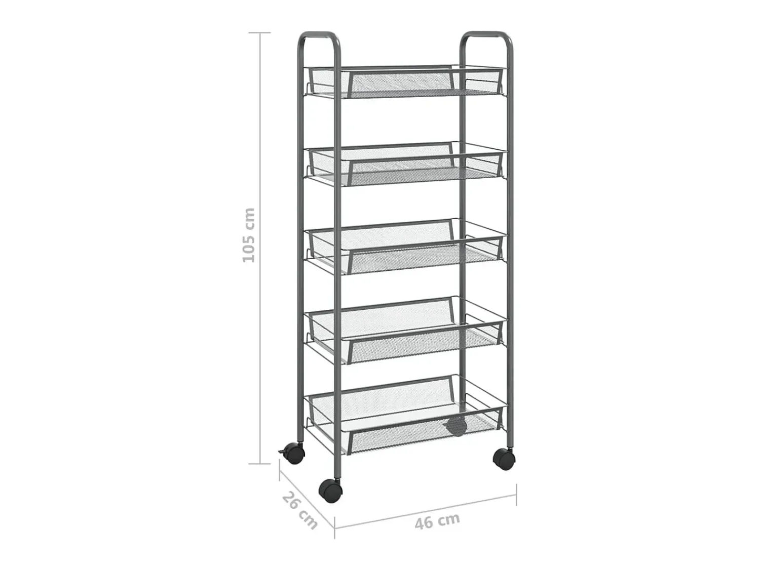 vidaxl Carrinho de cozinha c/ 5 prateleiras ferro 46x26x105cm^ Móvel De Arrumação