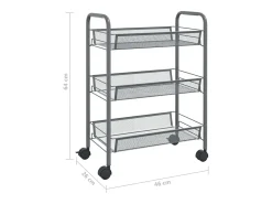 Sale vidaxl Carrinho de cozinha c/ 3 prateleiras ferro 46x26x64 cm Cinzento