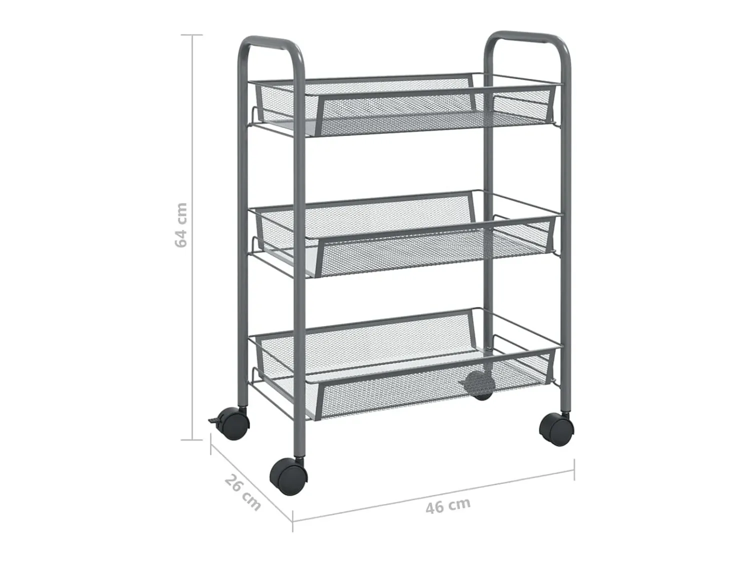 Sale vidaxl Carrinho de cozinha c/ 3 prateleiras ferro 46x26x64 cm Cinzento