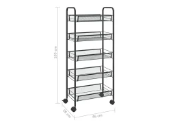 vidaxl Carrinho de cozinha com 5 prateleiras ferro 46x26x105 cm Preto
