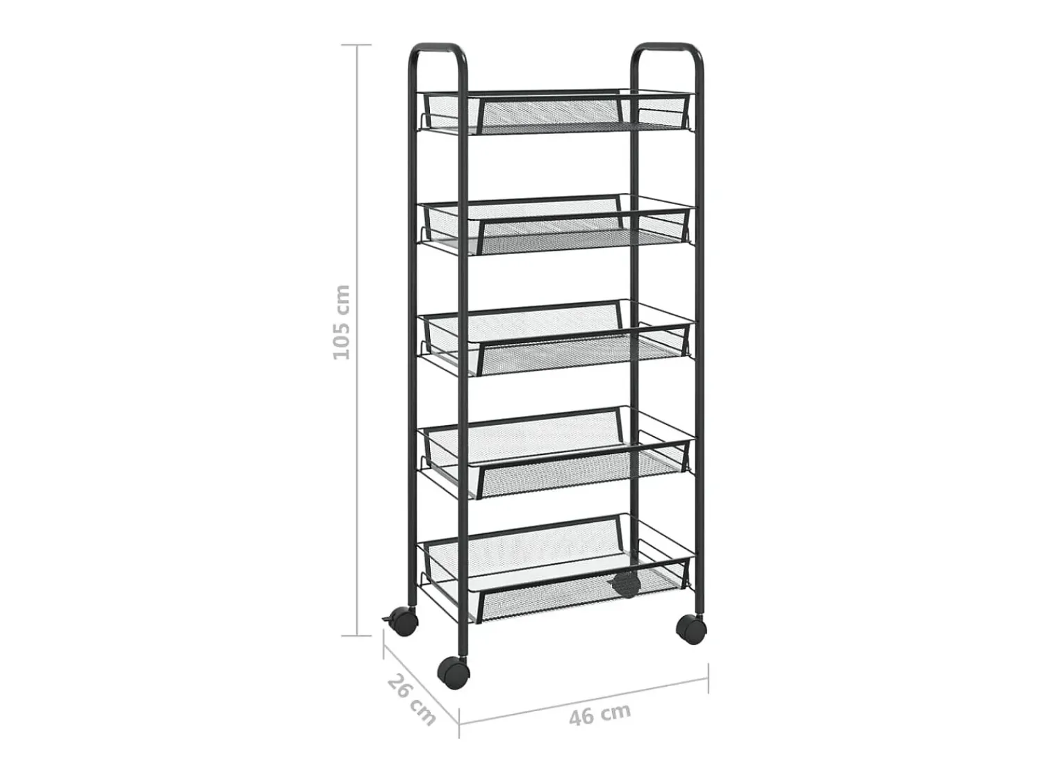 vidaxl Carrinho de cozinha com 5 prateleiras ferro 46x26x105 cm Preto