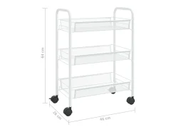 Móvel De Arrumação|vidaxl Carrinho de cozinha com 3 prateleiras ferro 46x26x64 cm Branco