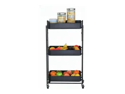 Carrinho de cozinha com 3 prateleiras e rodas, carvalho black, 45x77x29 cm^ Móvel De Arrumação