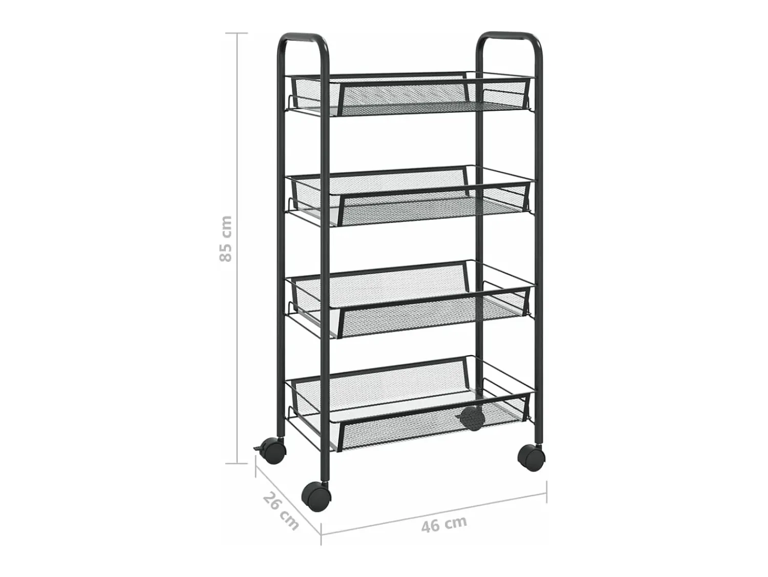 Discount vidaxl Carrinho de cozinha com 4 prateleiras ferro 46x26x85 cm Preto
