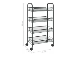 Discount vidaxl Carrinho de cozinha com 4 prateleiras ferro 46x26x85 cm Preto