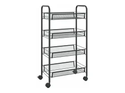 Discount vidaxl Carrinho de cozinha com 4 prateleiras ferro 46x26x85 cm Preto
