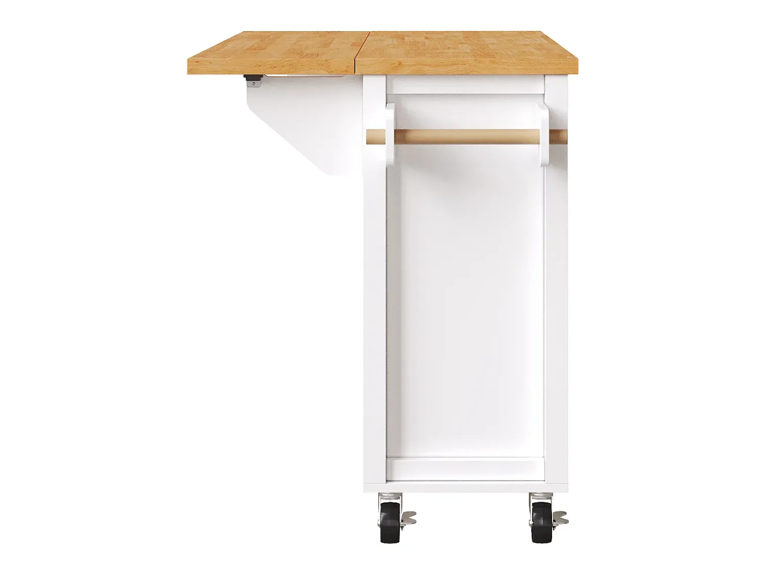 Sale Hauss Spole Carrinho de cozinha com 3 portas, 1 gaveta, suporte para toalhas e suporte para temperos, design de mesa rebatível, cores e natural Branco