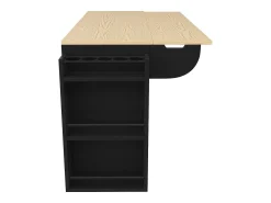 Móvel De Arrumação|Hauss Spole Carrinho de cozinha com rodas e tampo extensível, 2 portas de correr e 3 gavetas, - 110x70x90cm Preto