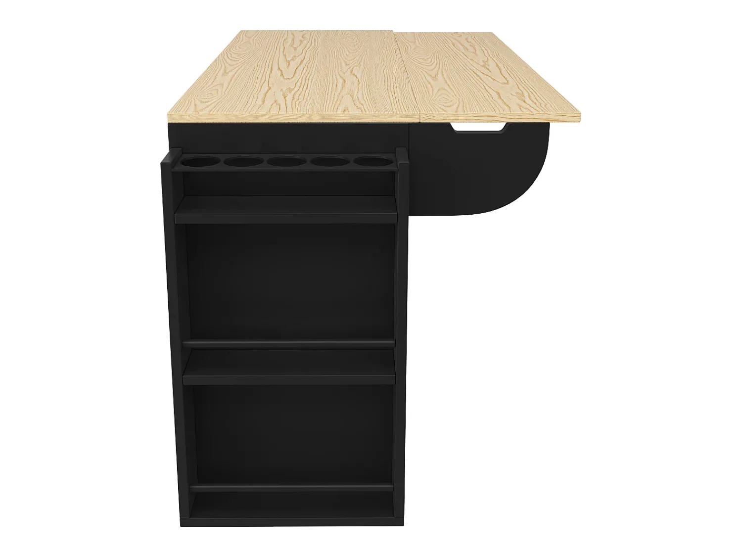 Móvel De Arrumação|Hauss Spole Carrinho de cozinha com rodas e tampo extensível, 2 portas de correr e 3 gavetas, - 110x70x90cm Preto