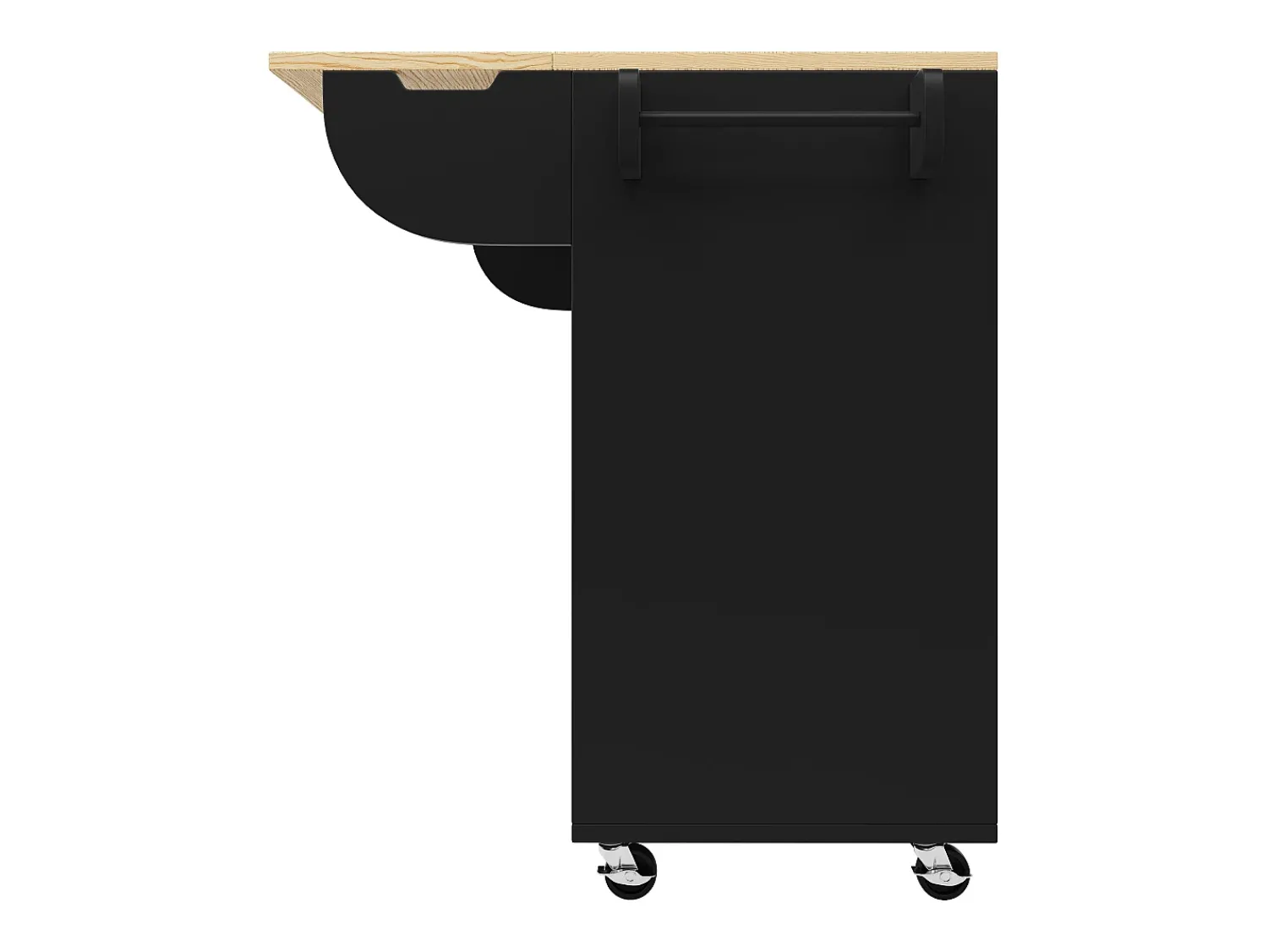 Móvel De Arrumação|Hauss Spole Carrinho de cozinha com rodas e tampo extensível, 2 portas de correr e 3 gavetas, - 110x70x90cm Preto