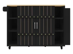Móvel De Arrumação|Hauss Spole Carrinho de cozinha com rodas e tampo extensível, 2 portas de correr e 3 gavetas, - 110x70x90cm Preto