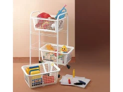 METALTEX Carrinho de Cozinha com Rodas 3 Cestos Removíveis^ Móvel De Arrumação