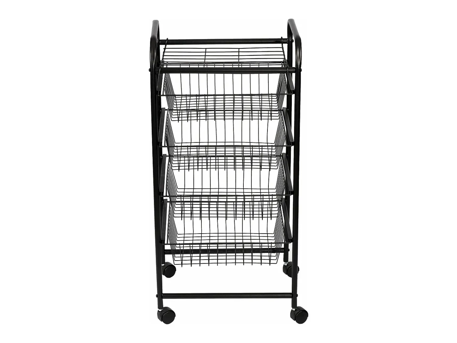 Móvel De Arrumação*Helloshop26 Carrinho de cozinha com rodinhas 87 x 41 x 31,5 cm com 4 cestos 03_0006794 Preto