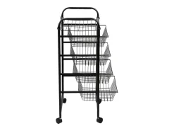 Móvel De Arrumação*Helloshop26 Carrinho de cozinha com rodinhas 87 x 41 x 31,5 cm com 4 cestos 03_0006794 Preto