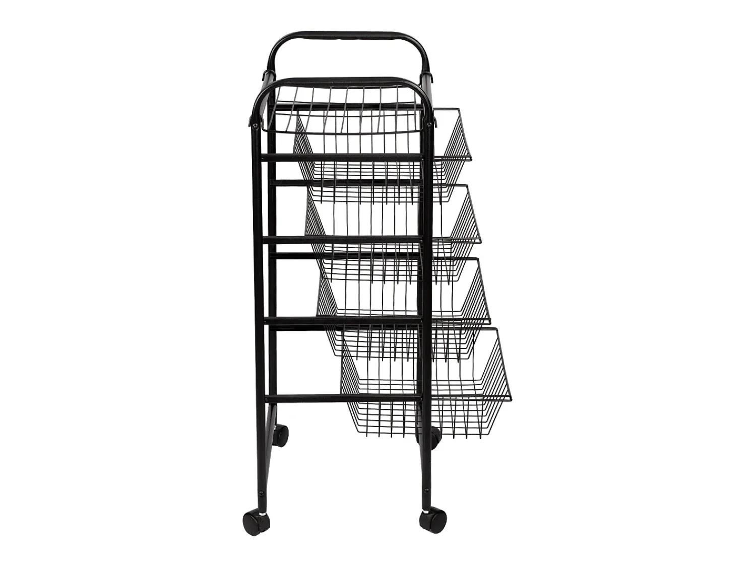 Móvel De Arrumação*Helloshop26 Carrinho de cozinha com rodinhas 87 x 41 x 31,5 cm com 4 cestos 03_0006794 Preto