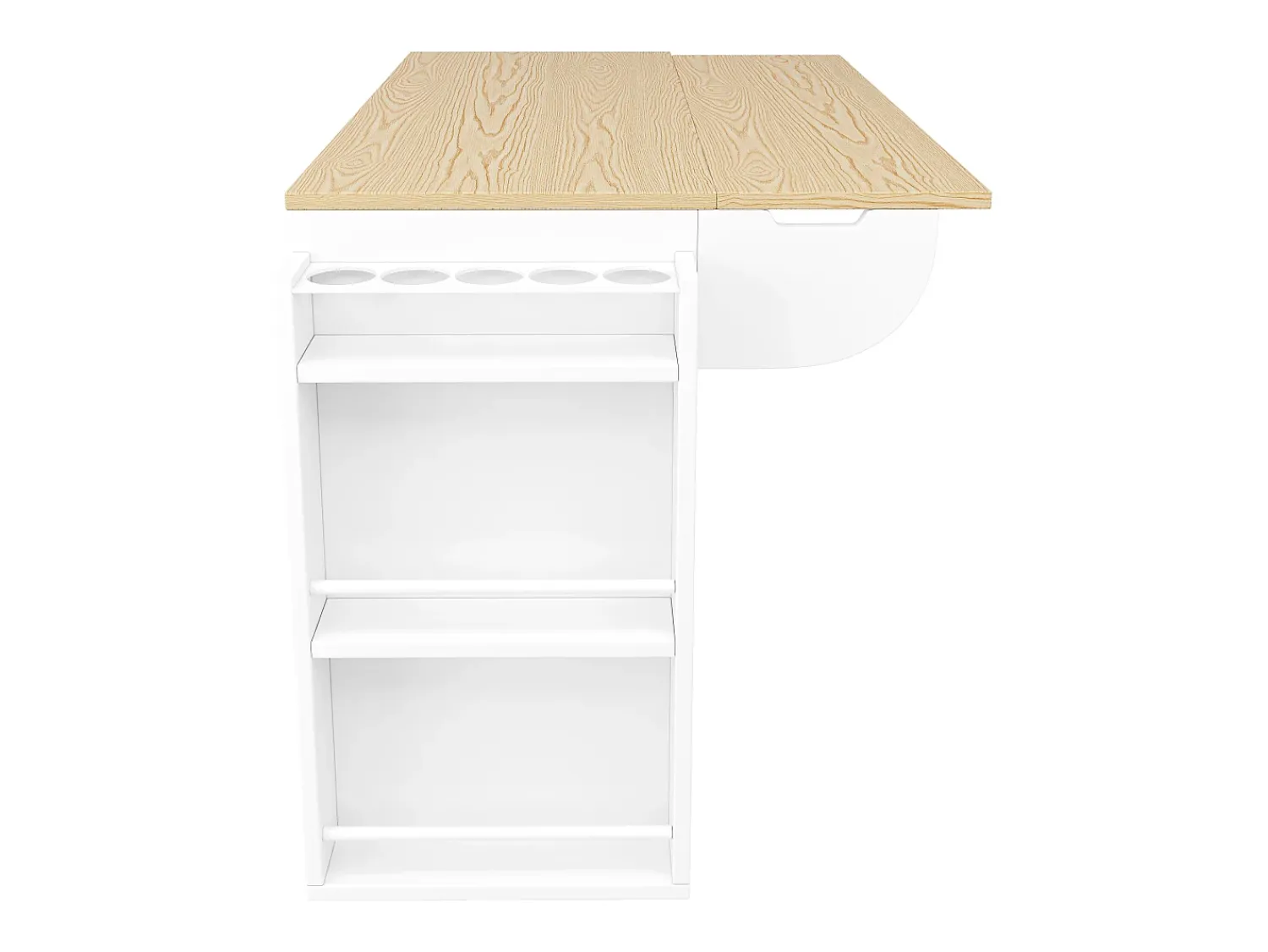 New Hauss Spole Carrinho de cozinha com rodas e tampo extensível, 2 portas de correr e 3 gavetas, - 110x70x90cm Branco