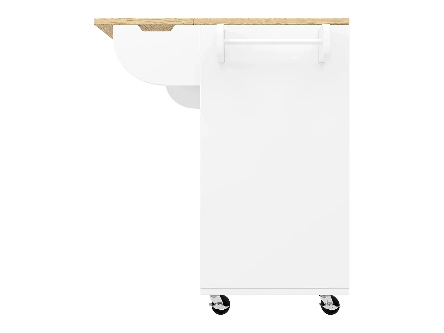 New Hauss Spole Carrinho de cozinha com rodas e tampo extensível, 2 portas de correr e 3 gavetas, - 110x70x90cm Branco
