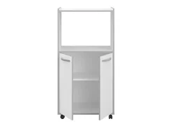 Móvel De Arrumação| Carrinho de cozinha compacto 60 cm mate 2 portas + nicho com prateleira, espaço para micro-ondas, pés de plástico, Made in France Branco