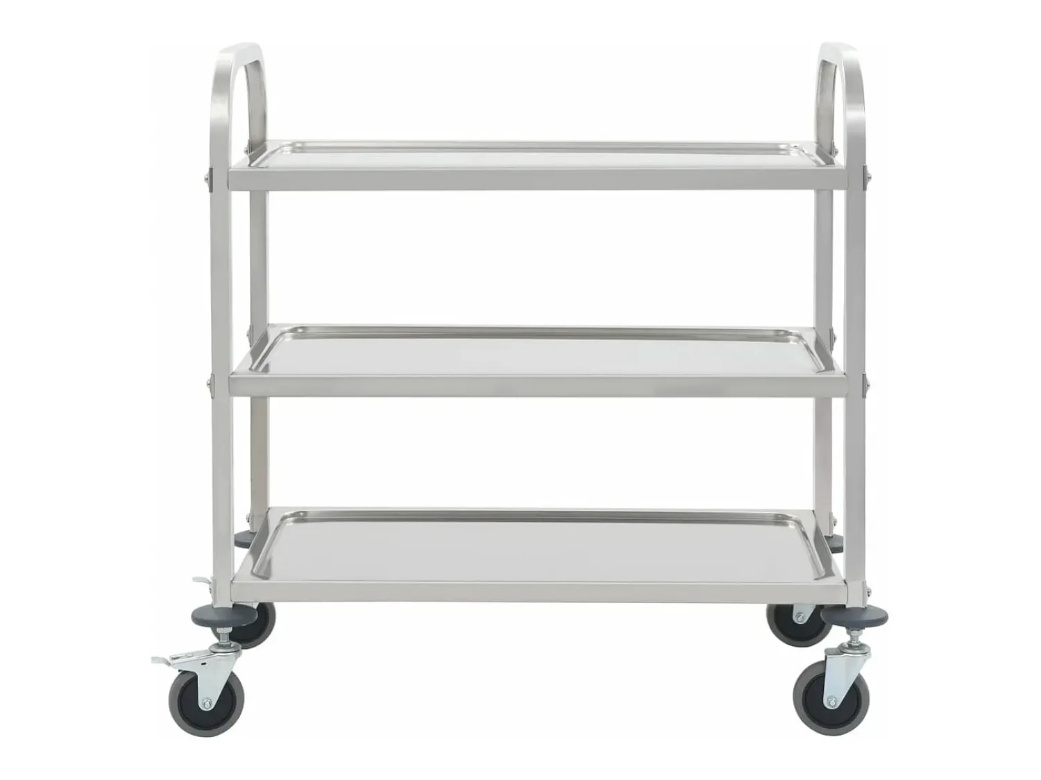 Móvel De Arrumação*vidaxl Carrinho de cozinha de 3 níveis 96,5x55x90 cm aço inoxidável Prateado
