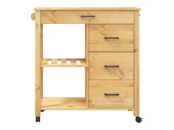 vidaxl Carrinho de cozinha MONZA 84x40x88,5 cm madeira de pinho maciça^ Móvel De Arrumação