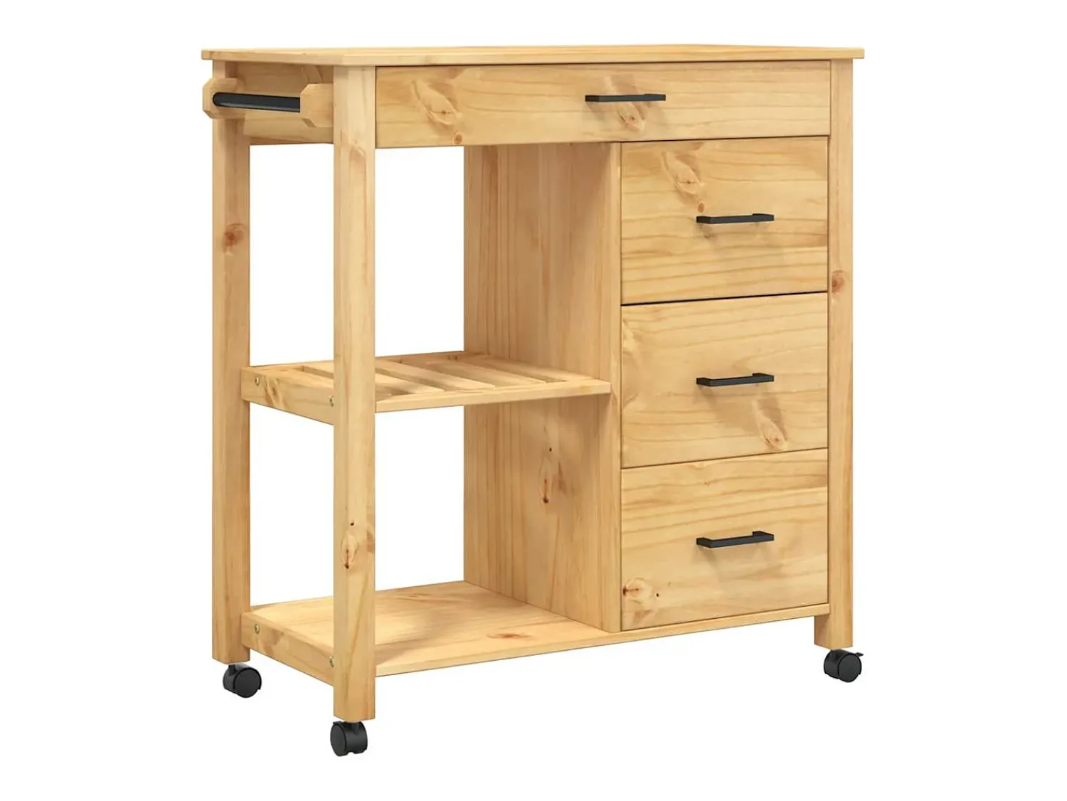 vidaxl Carrinho de cozinha MONZA 84x40x88,5 cm madeira de pinho maciça^ Móvel De Arrumação