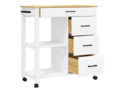 Móvel De Arrumação|vidaxl Carrinho de cozinha MONZA 84x40x88,5 cm madeira de pinho maciça Branco