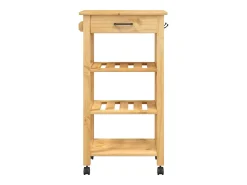 New vidaxl Carrinho de cozinha MONZA 48x40x88,5 cm madeira de pinho maciça Natural claro