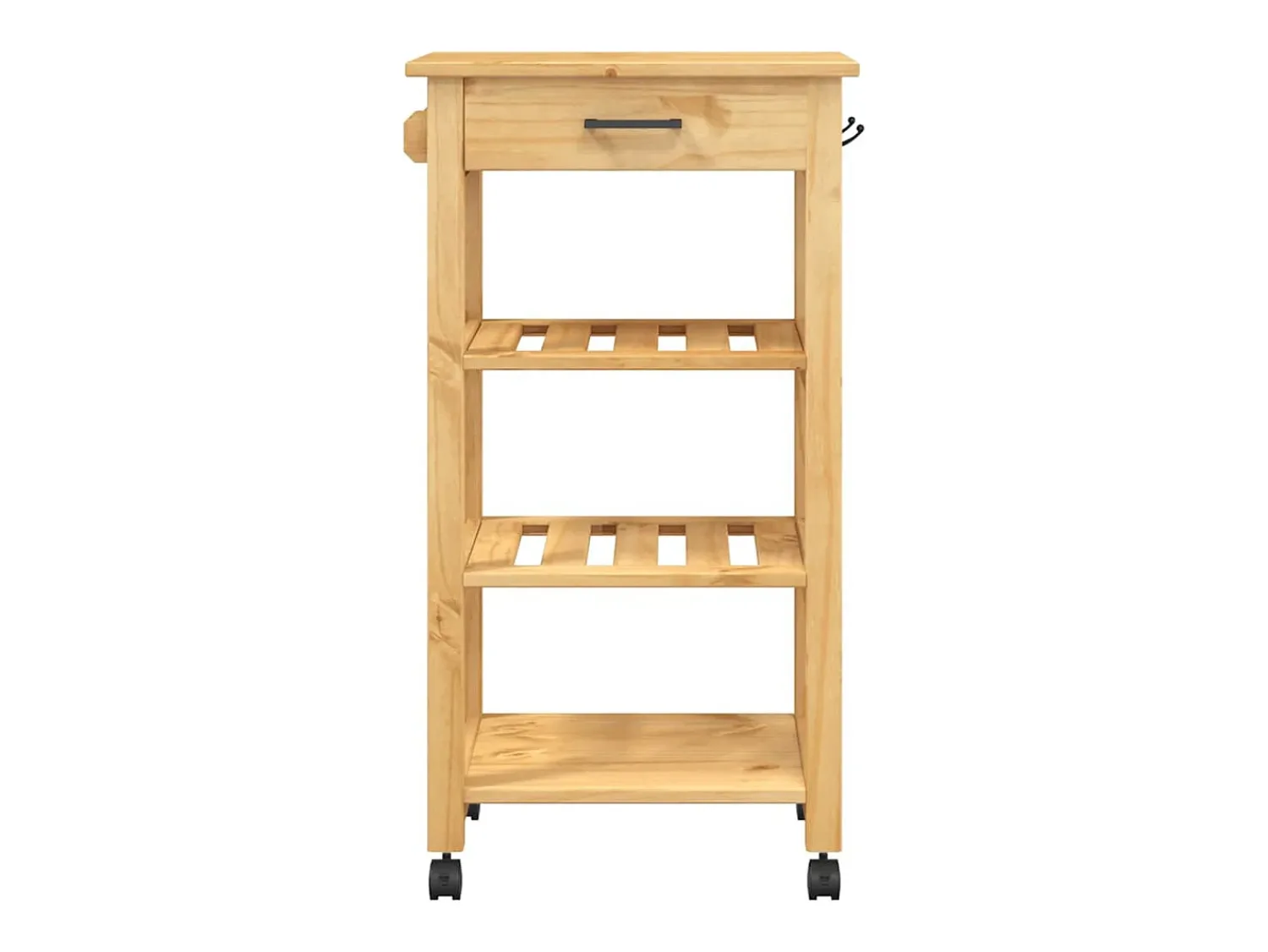 New vidaxl Carrinho de cozinha MONZA 48x40x88,5 cm madeira de pinho maciça Natural claro