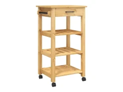 New vidaxl Carrinho de cozinha MONZA 48x40x88,5 cm madeira de pinho maciça Natural claro