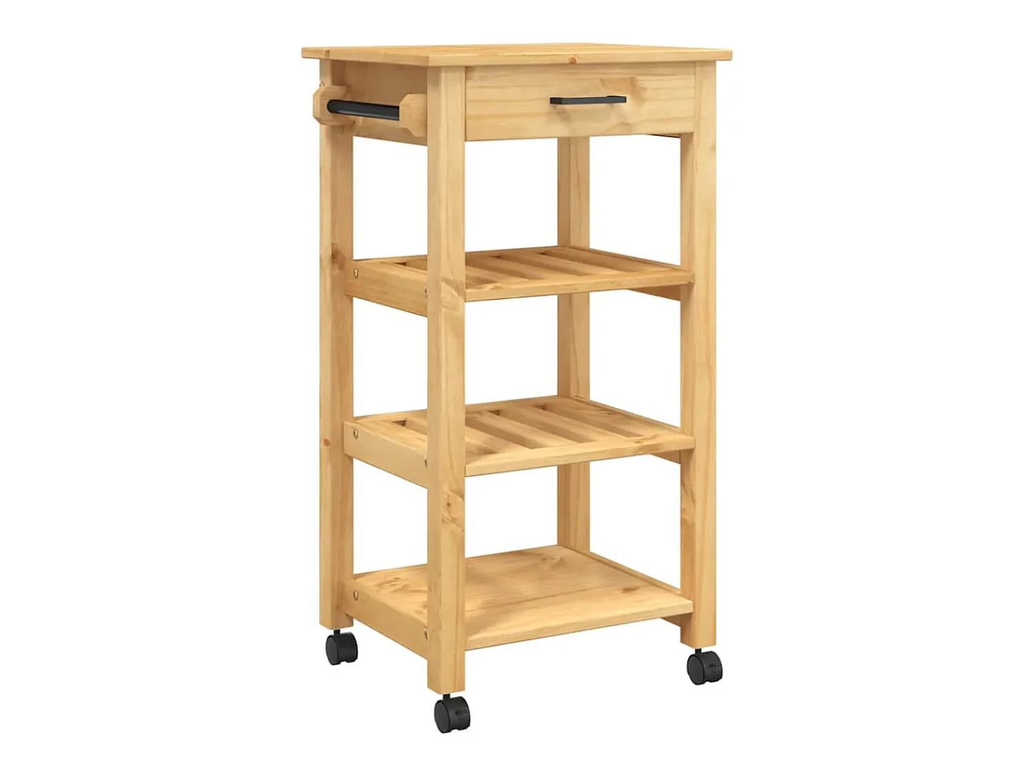 New vidaxl Carrinho de cozinha MONZA 48x40x88,5 cm madeira de pinho maciça Natural claro
