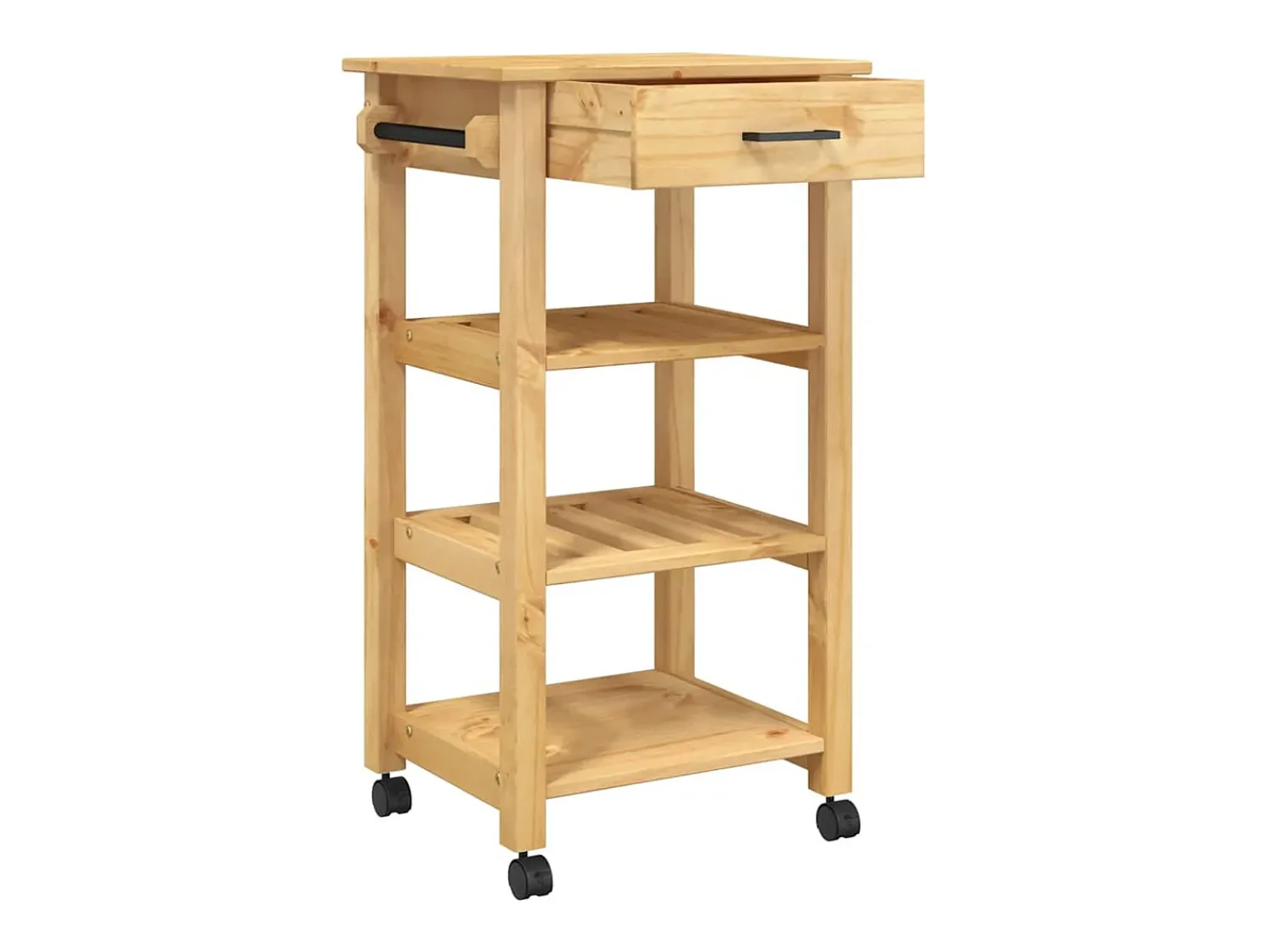 New vidaxl Carrinho de cozinha MONZA 48x40x88,5 cm madeira de pinho maciça Natural claro