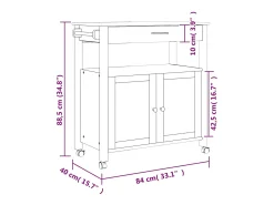 vidaxl Carrinho de cozinha MONZA 84x40x88,5 cm madeira de pinho maciça^ Móvel De Arrumação