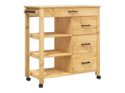 vidaxl Carrinho de cozinha MONZA 84x40x88,5 cm madeira de pinho maciça^ Móvel De Arrumação