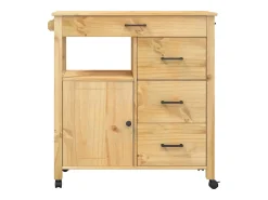 vidaxl Carrinho de cozinha MONZA 84x40x88,5 cm madeira de pinho maciça^ Móvel De Arrumação