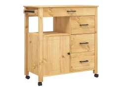vidaxl Carrinho de cozinha MONZA 84x40x88,5 cm madeira de pinho maciça^ Móvel De Arrumação