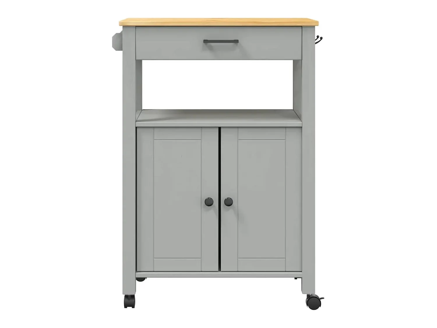 Clearance vidaxl Carrinho de cozinha MONZA 60x40x88,5 cm madeira de pinho maciça Cinzento