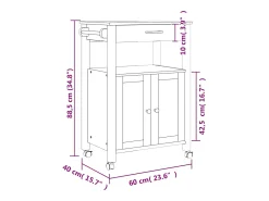 Clearance vidaxl Carrinho de cozinha MONZA 60x40x88,5 cm madeira de pinho maciça Cinzento